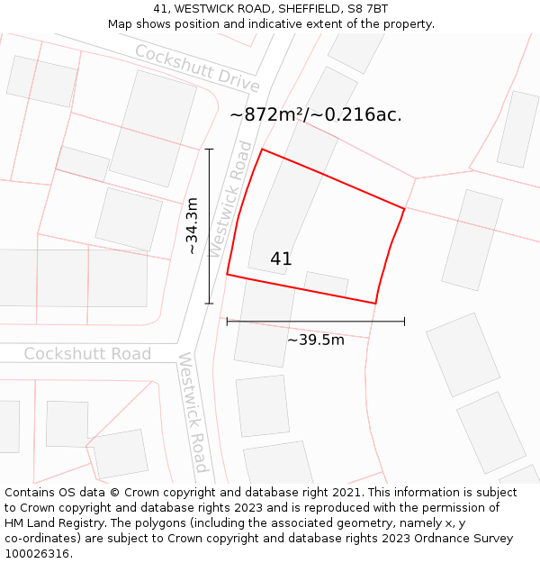 41, WESTWICK ROAD, SHEFFIELD, S8 7BT: Plot and title map