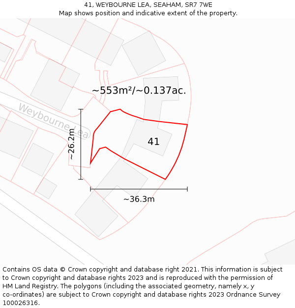 41, WEYBOURNE LEA, SEAHAM, SR7 7WE: Plot and title map