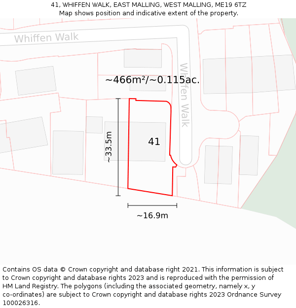 41, WHIFFEN WALK, EAST MALLING, WEST MALLING, ME19 6TZ: Plot and title map