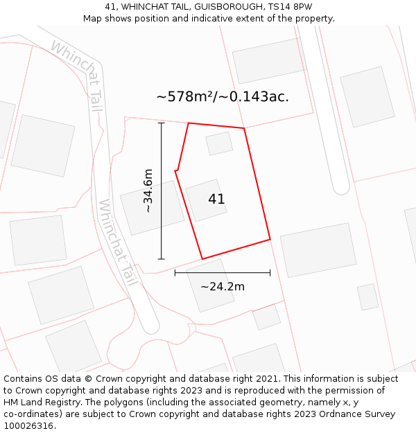 41, WHINCHAT TAIL, GUISBOROUGH, TS14 8PW: Plot and title map