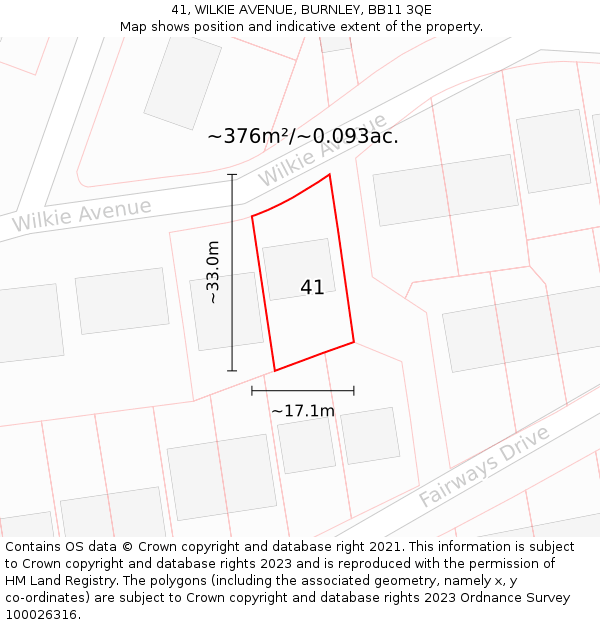 41, WILKIE AVENUE, BURNLEY, BB11 3QE: Plot and title map