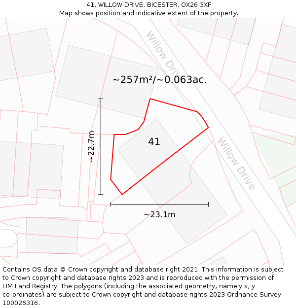 41, WILLOW DRIVE, BICESTER, OX26 3XF: Plot and title map