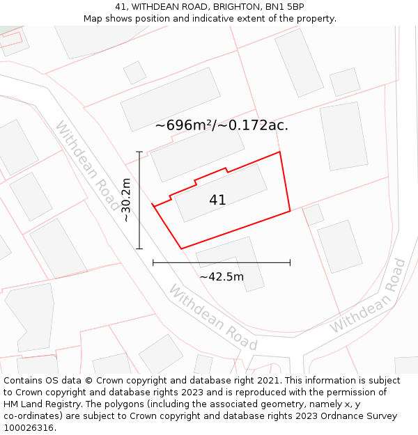 41, WITHDEAN ROAD, BRIGHTON, BN1 5BP: Plot and title map