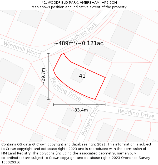 41, WOODFIELD PARK, AMERSHAM, HP6 5QH: Plot and title map