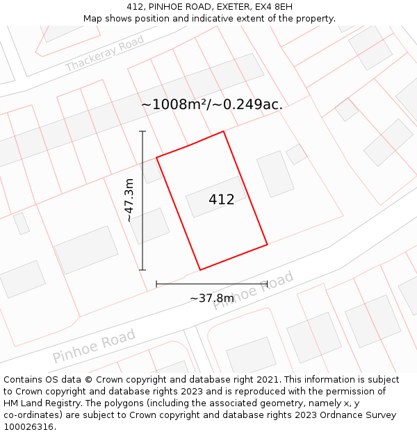 412, PINHOE ROAD, EXETER, EX4 8EH: Plot and title map