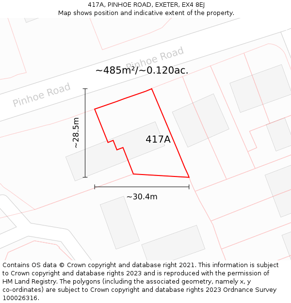 417A, PINHOE ROAD, EXETER, EX4 8EJ: Plot and title map