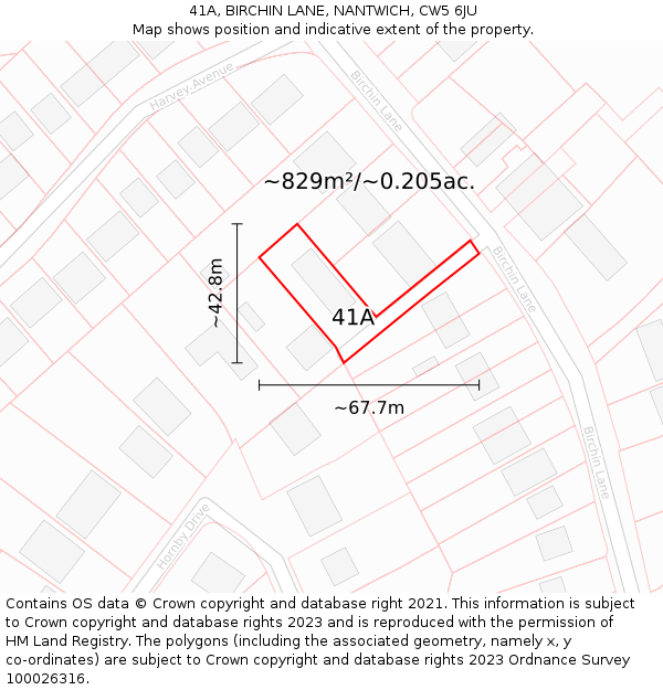 41A, BIRCHIN LANE, NANTWICH, CW5 6JU: Plot and title map