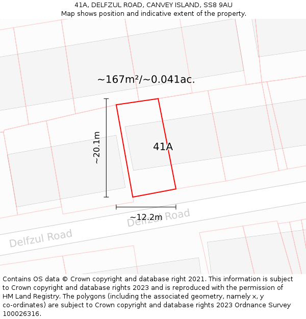 41A, DELFZUL ROAD, CANVEY ISLAND, SS8 9AU: Plot and title map