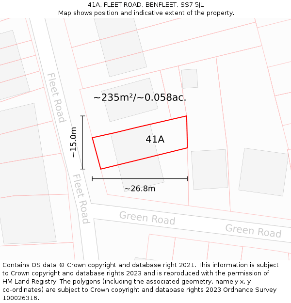 41A, FLEET ROAD, BENFLEET, SS7 5JL: Plot and title map