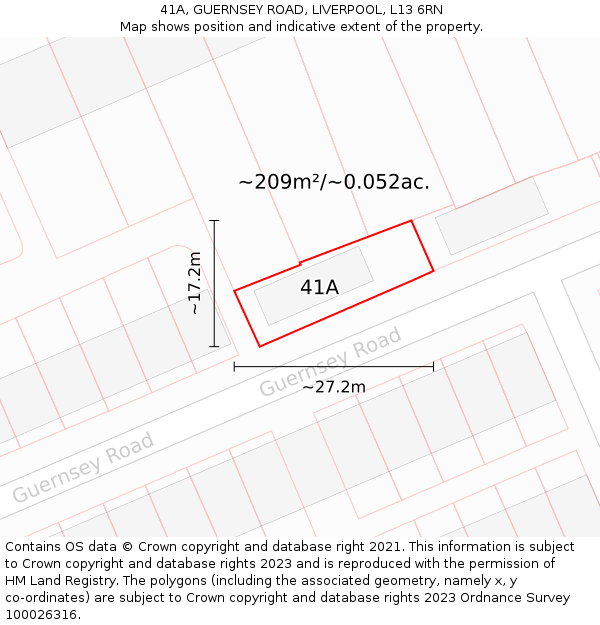 41A, GUERNSEY ROAD, LIVERPOOL, L13 6RN: Plot and title map