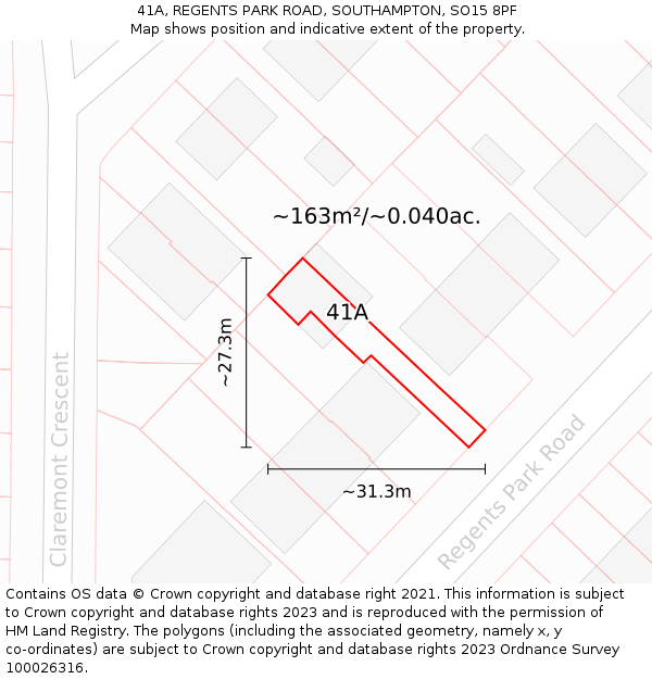 41A, REGENTS PARK ROAD, SOUTHAMPTON, SO15 8PF: Plot and title map