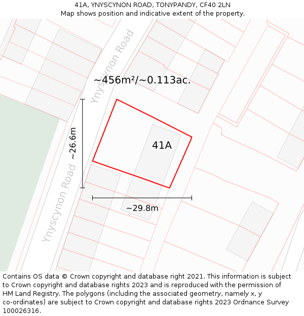 41A, YNYSCYNON ROAD, TONYPANDY, CF40 2LN: Plot and title map