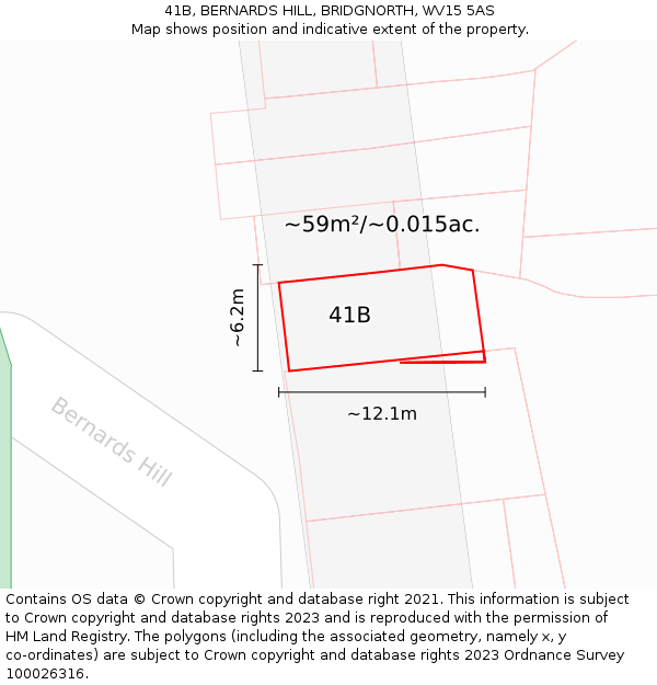 41B, BERNARDS HILL, BRIDGNORTH, WV15 5AS: Plot and title map