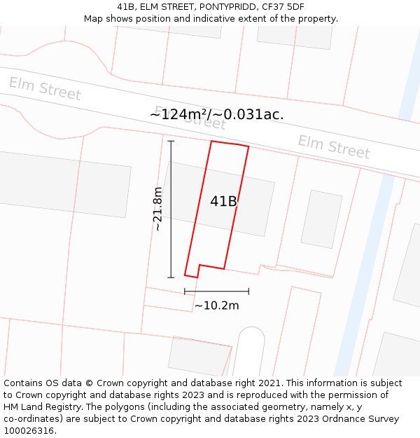 41B, ELM STREET, PONTYPRIDD, CF37 5DF: Plot and title map