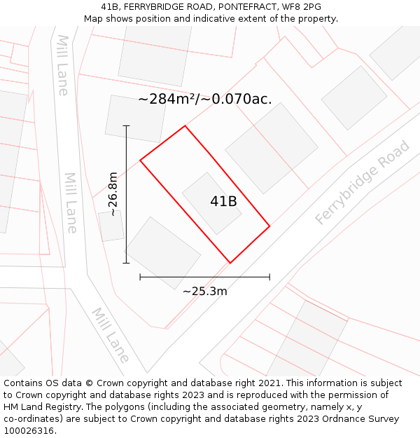 41B, FERRYBRIDGE ROAD, PONTEFRACT, WF8 2PG: Plot and title map