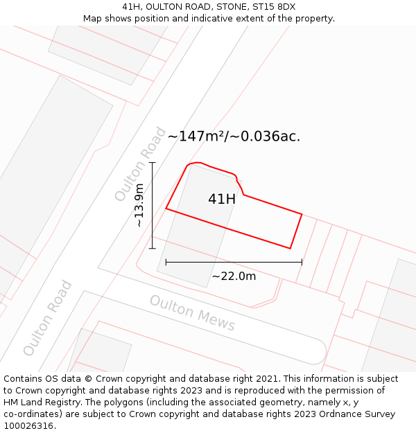 41H, OULTON ROAD, STONE, ST15 8DX: Plot and title map