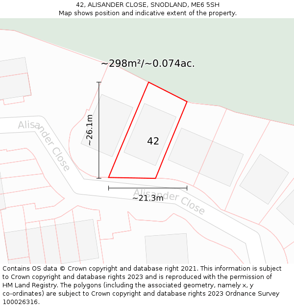 42, ALISANDER CLOSE, SNODLAND, ME6 5SH: Plot and title map