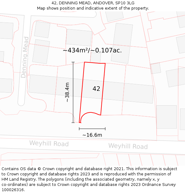 42, DENNING MEAD, ANDOVER, SP10 3LG: Plot and title map