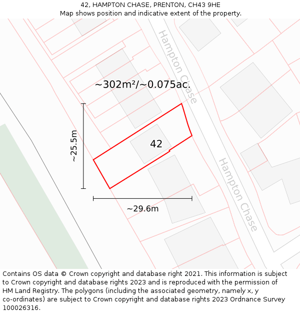 42, HAMPTON CHASE, PRENTON, CH43 9HE: Plot and title map