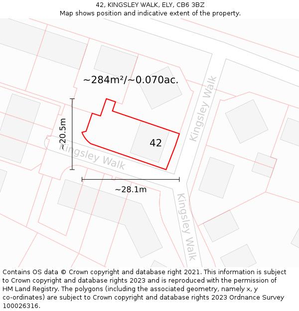 42, KINGSLEY WALK, ELY, CB6 3BZ: Plot and title map
