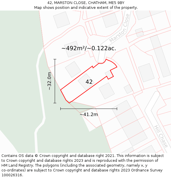 42, MARSTON CLOSE, CHATHAM, ME5 9BY: Plot and title map