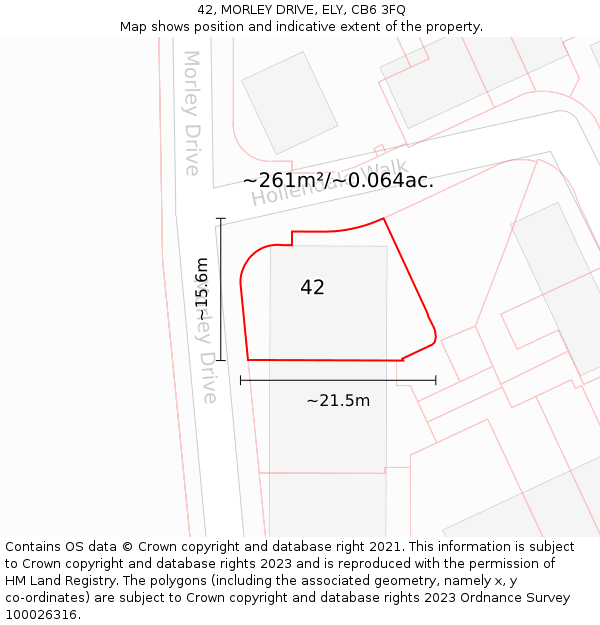 42, MORLEY DRIVE, ELY, CB6 3FQ: Plot and title map