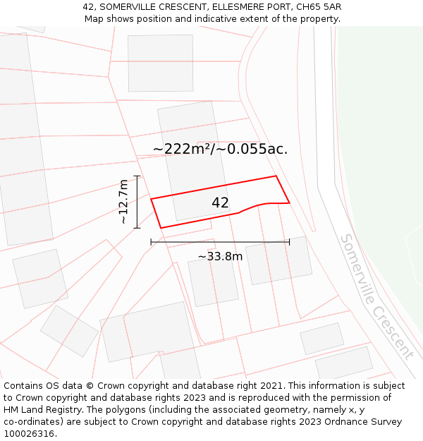 42, SOMERVILLE CRESCENT, ELLESMERE PORT, CH65 5AR: Plot and title map