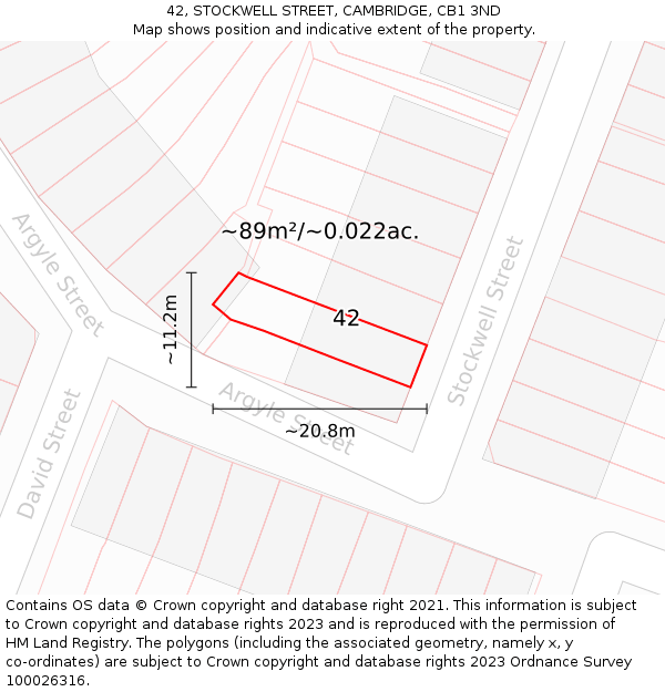 42, STOCKWELL STREET, CAMBRIDGE, CB1 3ND: Plot and title map