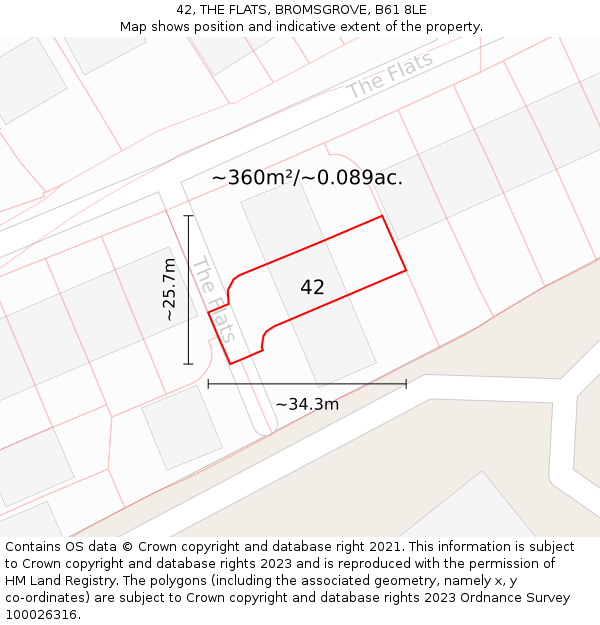 42, THE FLATS, BROMSGROVE, B61 8LE: Plot and title map