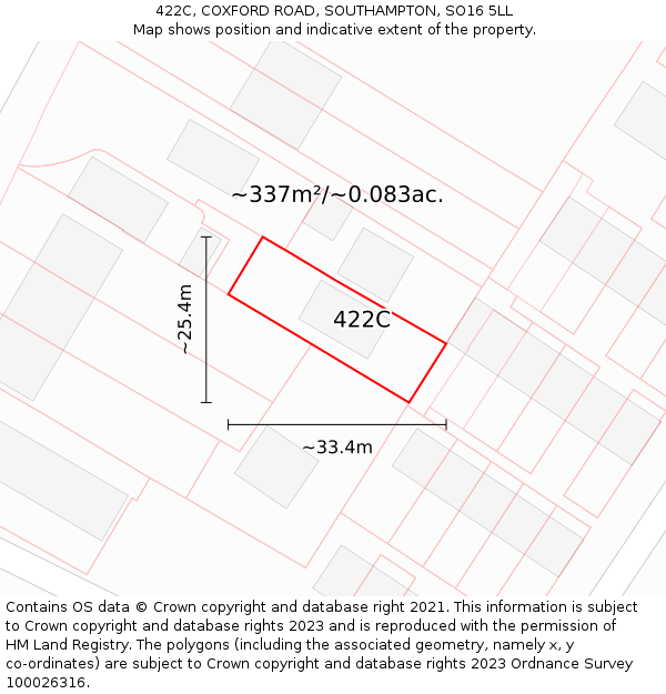 422C, COXFORD ROAD, SOUTHAMPTON, SO16 5LL: Plot and title map