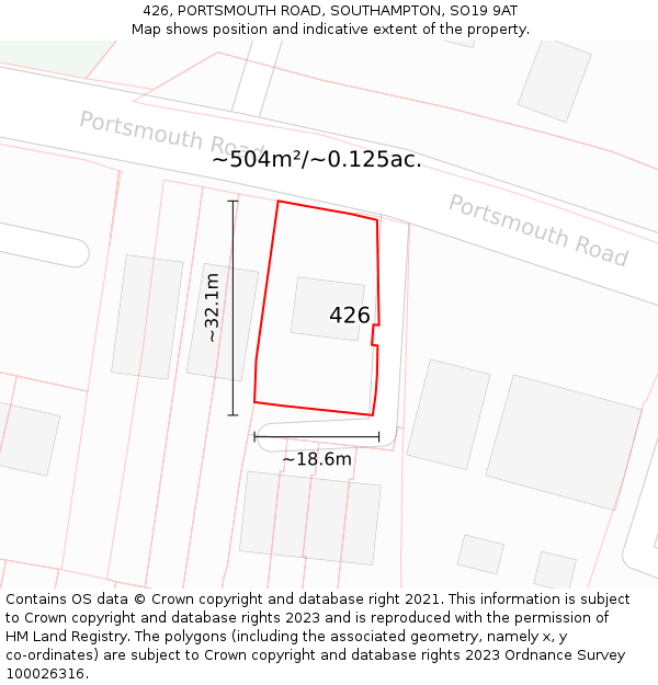 426, PORTSMOUTH ROAD, SOUTHAMPTON, SO19 9AT: Plot and title map