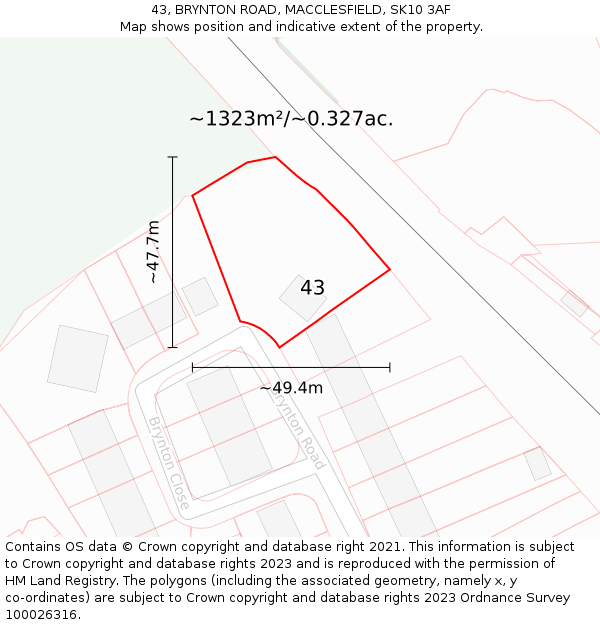43, BRYNTON ROAD, MACCLESFIELD, SK10 3AF: Plot and title map