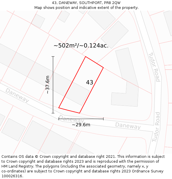 43, DANEWAY, SOUTHPORT, PR8 2QW: Plot and title map