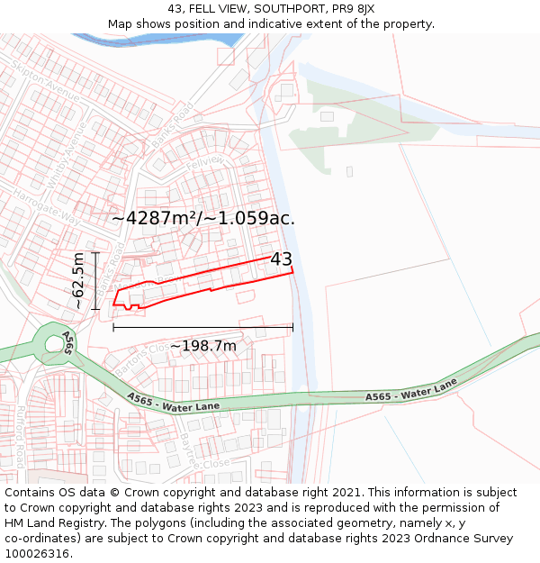 43, FELL VIEW, SOUTHPORT, PR9 8JX: Plot and title map