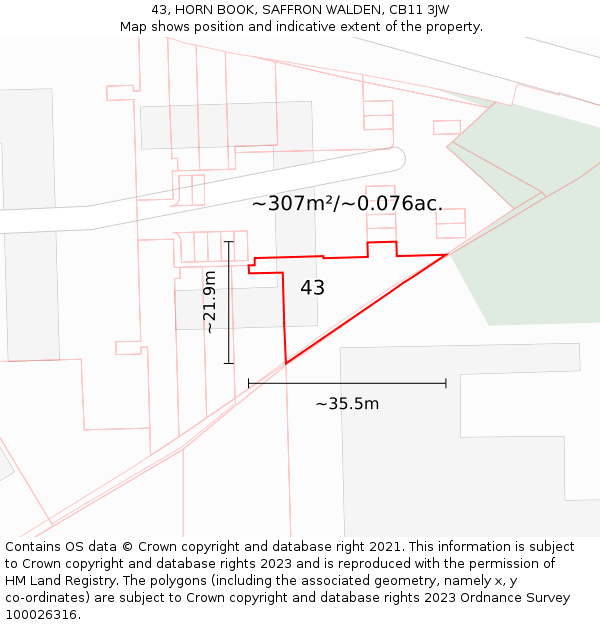 43, HORN BOOK, SAFFRON WALDEN, CB11 3JW: Plot and title map
