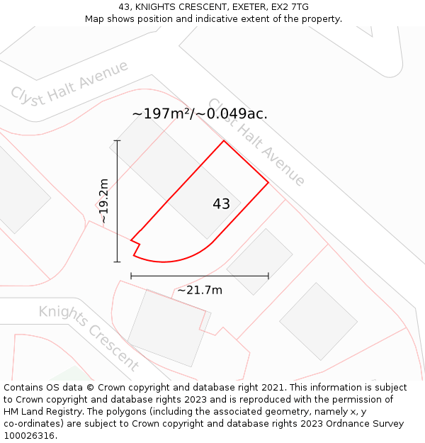 43, KNIGHTS CRESCENT, EXETER, EX2 7TG: Plot and title map