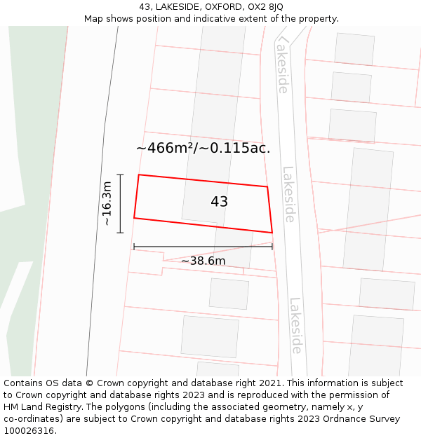 43, LAKESIDE, OXFORD, OX2 8JQ: Plot and title map