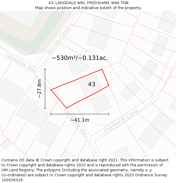 43, LANGDALE WAY, FRODSHAM, WA6 7NB: Plot and title map