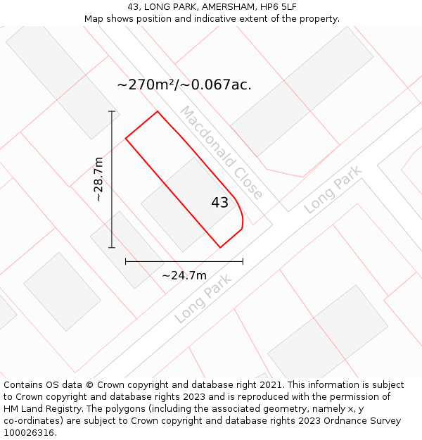 43, LONG PARK, AMERSHAM, HP6 5LF: Plot and title map