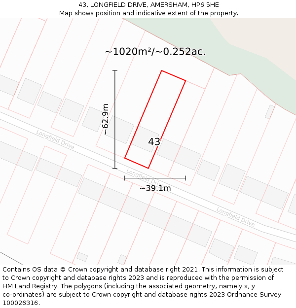 43, LONGFIELD DRIVE, AMERSHAM, HP6 5HE: Plot and title map