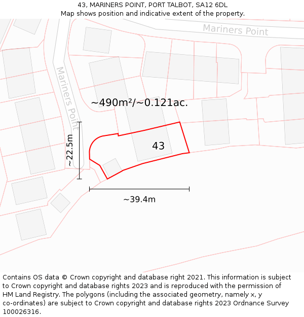 43, MARINERS POINT, PORT TALBOT, SA12 6DL: Plot and title map