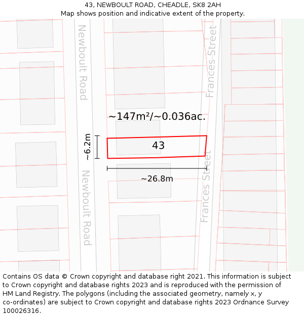 43, NEWBOULT ROAD, CHEADLE, SK8 2AH: Plot and title map