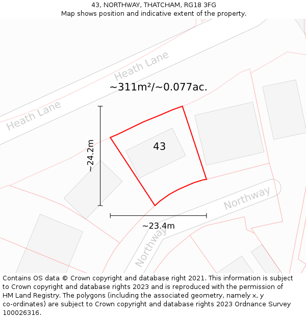 43, NORTHWAY, THATCHAM, RG18 3FG: Plot and title map