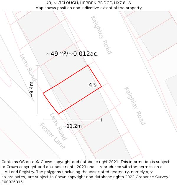 43, NUTCLOUGH, HEBDEN BRIDGE, HX7 8HA: Plot and title map