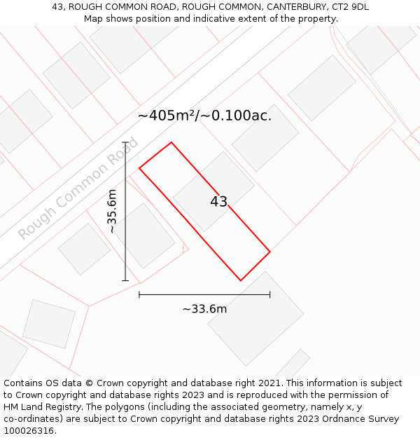 43, ROUGH COMMON ROAD, ROUGH COMMON, CANTERBURY, CT2 9DL: Plot and title map