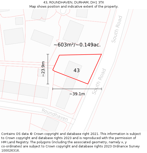43, ROUNDHAVEN, DURHAM, DH1 3TX: Plot and title map