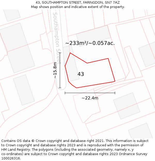 43, SOUTHAMPTON STREET, FARINGDON, SN7 7AZ: Plot and title map