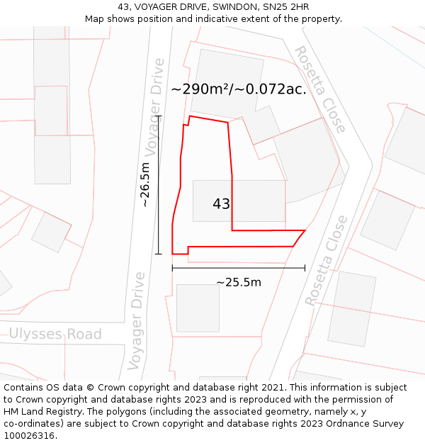 43, VOYAGER DRIVE, SWINDON, SN25 2HR: Plot and title map