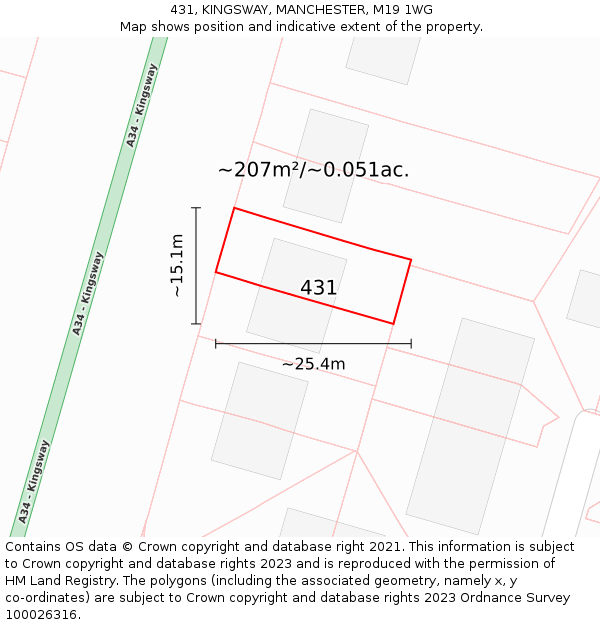 431, KINGSWAY, MANCHESTER, M19 1WG: Plot and title map