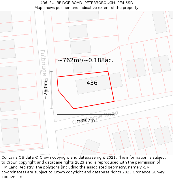 436, FULBRIDGE ROAD, PETERBOROUGH, PE4 6SD: Plot and title map